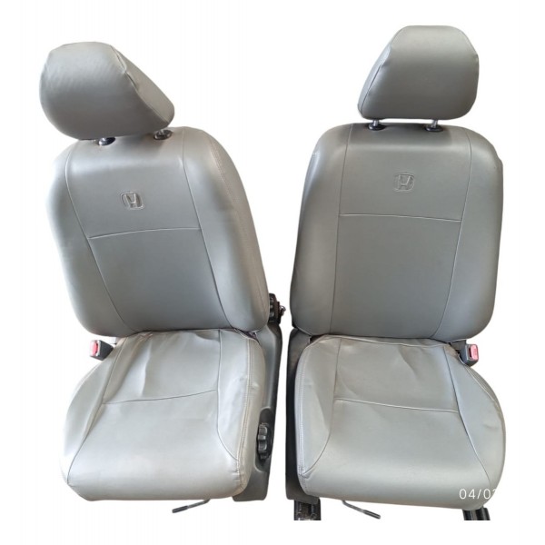 Jogo Bancos De Tecido Com Capas Couro Honda City 2012 Bege